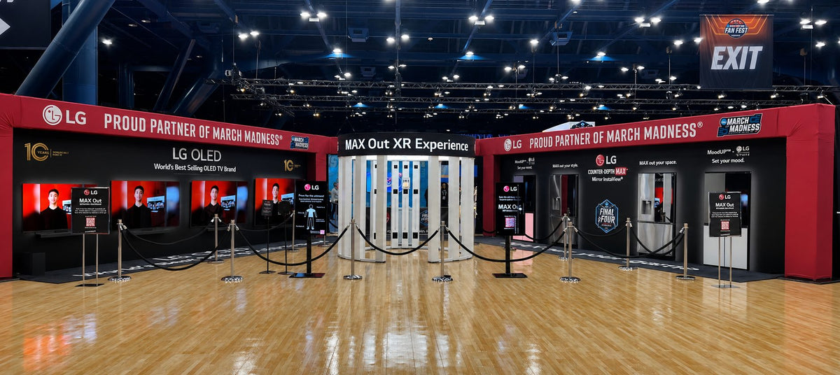 LG March Madness fan experience with OLED TVs and interactive displays.